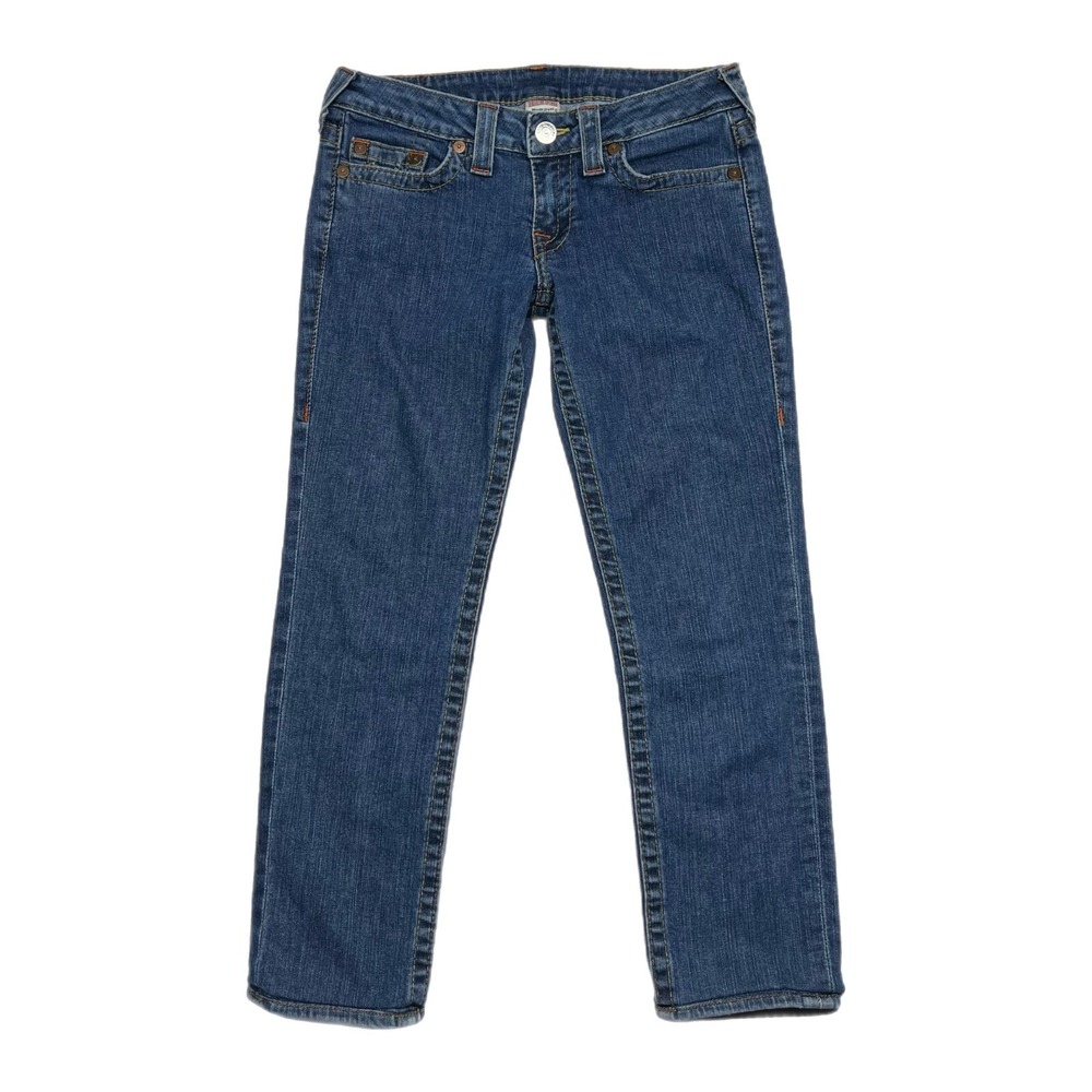 True Religion Jeans Women 28 Stella Blue‎ Stretch Cotton Low Rise 25 Inseam